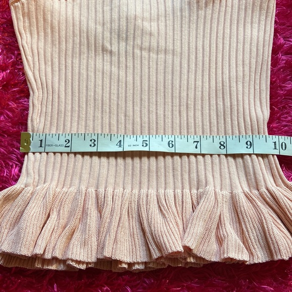 Pink Color Knit Stretchy Ribbed Ruffle Tube Top Size Small - Picture 12 of 15